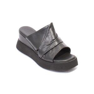 WOz 2570 Black Leather Summer Platform Slides Sandals Shoes